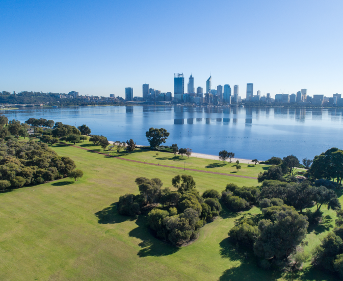 The city of Perth as seen from across the Swan River